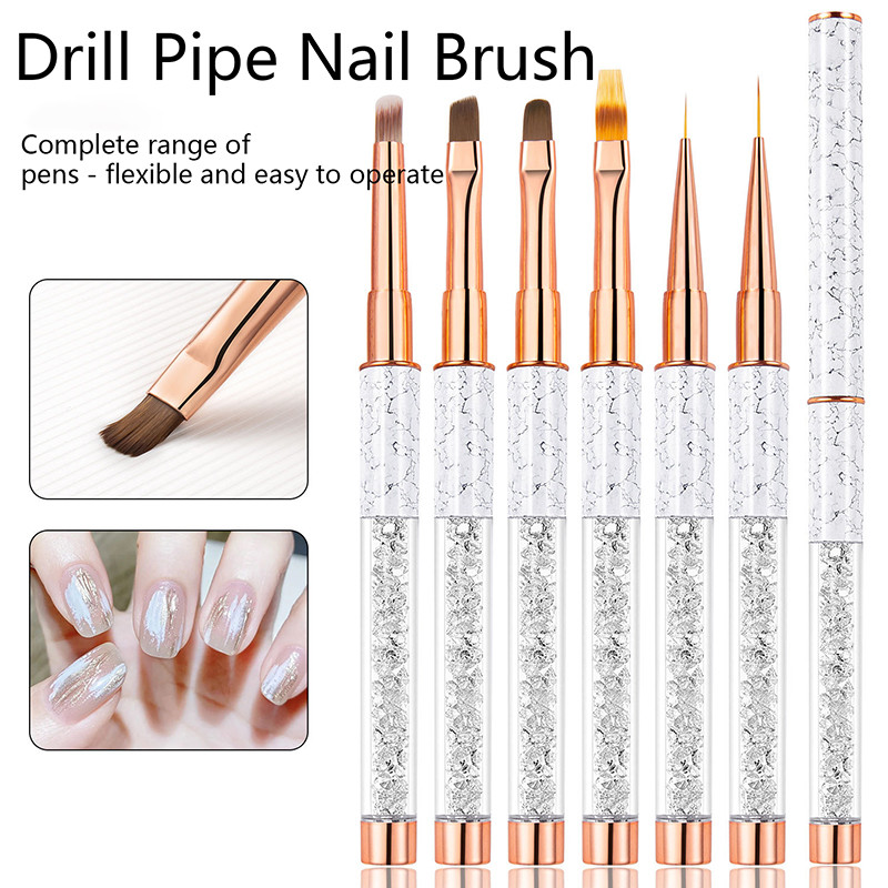 Akril körömdíszítő ecset körömdíszítő ecsetek kupakkal Nail Art Tips Építőkefe manikűr eszközök 1 db