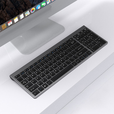 Tastatură mentală fără fir cu set de mouse Tastatură ultra subțire pentru computer de birou Tastatură reîncărcabilă 2.4G Mouse optic de 1600 DPI