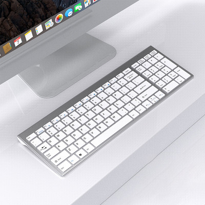 Tastatură mentală fără fir cu set de mouse Tastatură ultra subțire pentru computer de birou Tastatură reîncărcabilă 2.4G Mouse optic de 1600 DPI