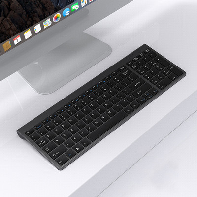 Tastatură mentală fără fir cu set de mouse Tastatură ultra subțire pentru computer de birou Tastatură reîncărcabilă 2.4G Mouse optic de 1600 DPI