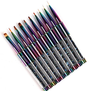 BQAN 1 ΤΕΜ. Πολύχρωμο πινέλο νυχιών UV Gel Nail Art Brush Line Painting Brush Crystal Acrylic Thin Liner Drawing Pension Εργαλεία μανικιούρ