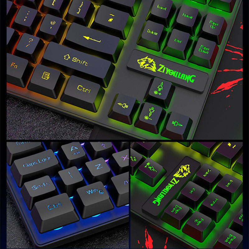 Mehaaniline klaviatuur LED RGB taustavalgustusega USB arvutitarvikutega 88 klahvi Juhtmega klaviatuur Hiir ja komplekt 6400 dpi mänguarvuti