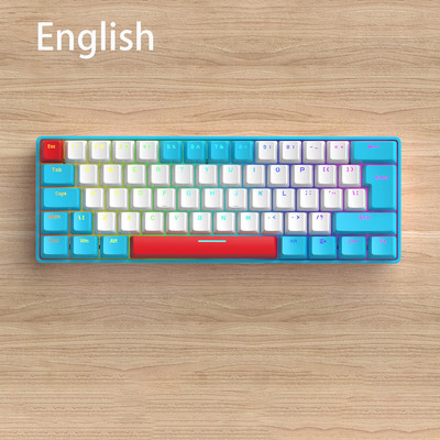 RGB svjetlo Gaming Tipkovnica USB Žičana Računalna Ergonomija Mini 62 tipke Tipkovnice Rusko Engleska Mehanička tipkovnica Crveni prekidač