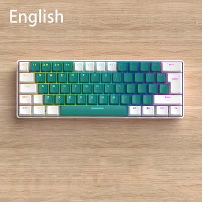 RGB svjetlo Gaming Tipkovnica USB Žičana Računalna Ergonomija Mini 62 tipke Tipkovnice Rusko Engleska Mehanička tipkovnica Crveni prekidač
