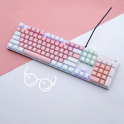 Herná mechanická klávesnica s káblom typu C, modrý červený spínač pre notebooky, punkové klávesnice s LED podsvietením, herná klávesnica