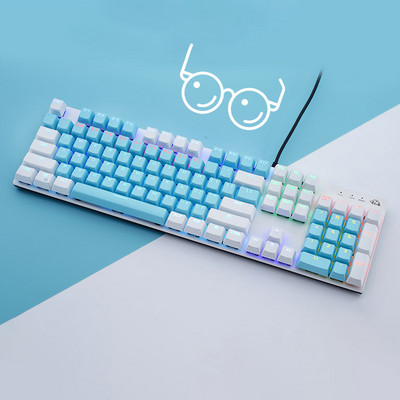 Herná mechanická klávesnica s káblom typu C, modrý červený spínač pre notebooky, punkové klávesnice s LED podsvietením, herná klávesnica