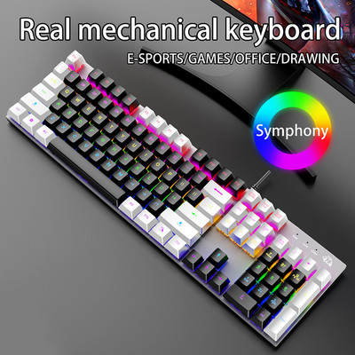 Herná mechanická klávesnica s káblom typu C, modrý červený spínač pre notebooky, punkové klávesnice s LED podsvietením, herná klávesnica