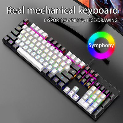 Herná mechanická klávesnica s káblom typu C, modrý červený spínač pre notebooky, punkové klávesnice s LED podsvietením, herná klávesnica