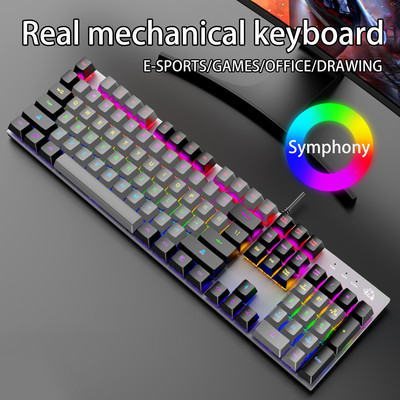 Herná mechanická klávesnica s káblom typu C, modrý červený spínač pre notebooky, punkové klávesnice s LED podsvietením, herná klávesnica