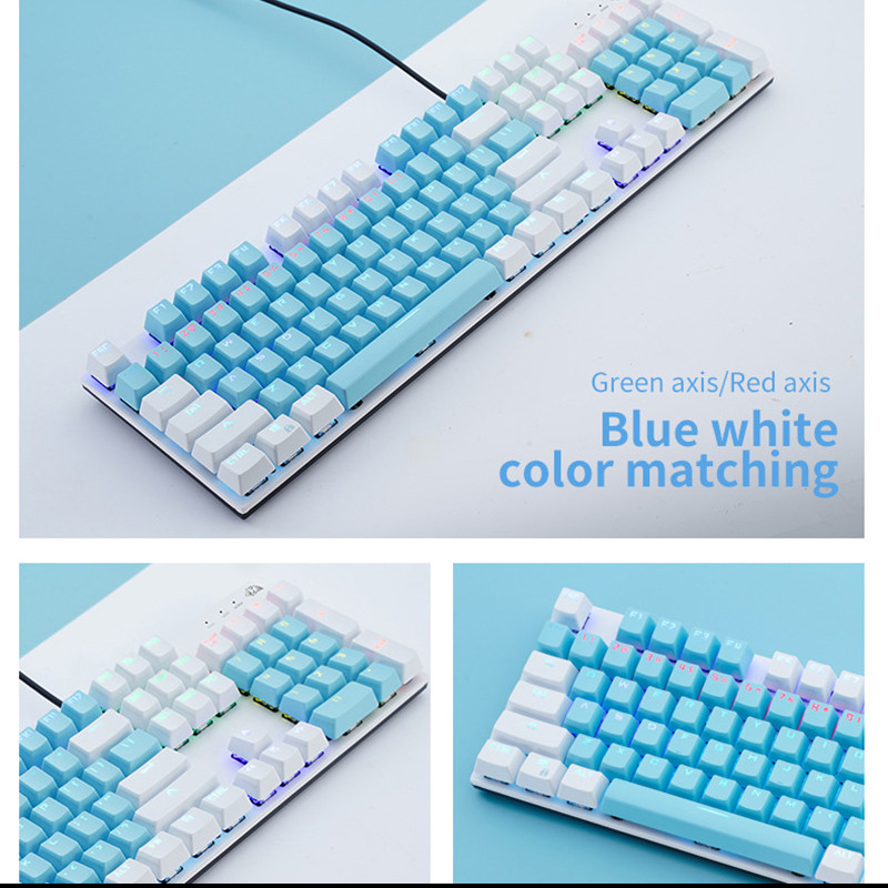 Herná mechanická klávesnica s káblom typu C, modrý červený spínač pre notebooky, punkové klávesnice s LED podsvietením, herná klávesnica