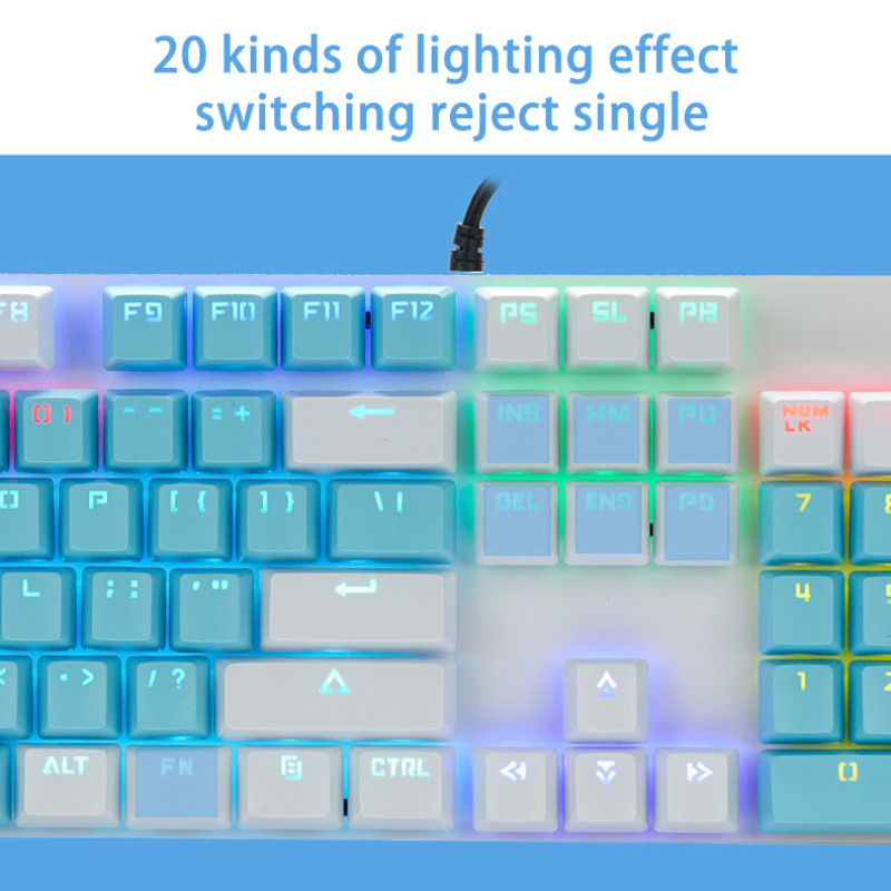 Herná mechanická klávesnica s káblom typu C, modrý červený spínač pre notebooky, punkové klávesnice s LED podsvietením, herná klávesnica