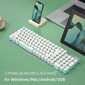 Tastatură Punk fără fir Silențioasă 88 102 taste Tastatură pentru Mac/Windows/Android/IOS Telefon Laptop Tabletă Tastatură LED Tastatură iluminată din spate