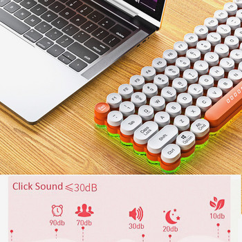 Безжична пънк клавиатура Безшумна клавиатура с 88 102 клавиша за Mac/Windows/Android/IOS телефон, лаптоп, таблет, клавиатура, клавиатура с LED подсветка