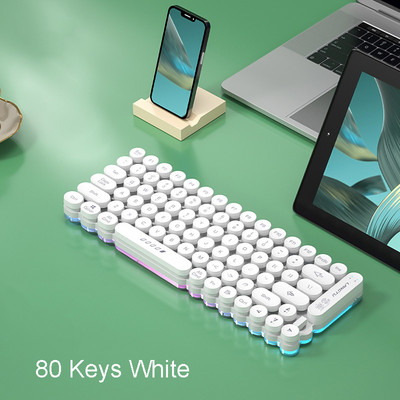 Tastatură Punk fără fir Silențioasă 88 102 taste Tastatură pentru Mac/Windows/Android/IOS Telefon Laptop Tabletă Tastatură LED Tastatură iluminată din spate
