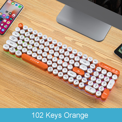 Tastatură Punk fără fir Silențioasă 88 102 taste Tastatură pentru Mac/Windows/Android/IOS Telefon Laptop Tabletă Tastatură LED Tastatură iluminată din spate
