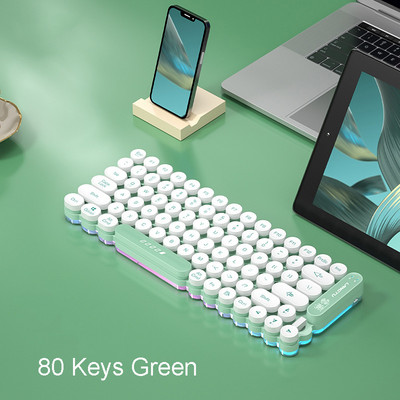Tastatură Punk fără fir Silențioasă 88 102 taste Tastatură pentru Mac/Windows/Android/IOS Telefon Laptop Tabletă Tastatură LED Tastatură iluminată din spate