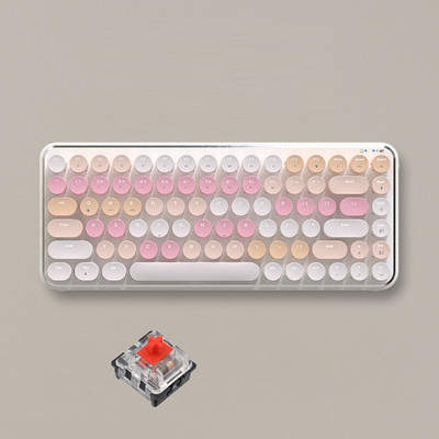 Vintage ümmargune klahvistikuga klaviatuur Punane sinine lüliti 3 mudel juhtmevaba/2,4g/juhtmega klaviatuurid Sülearvuti mehaaniline laetav klaviatuur