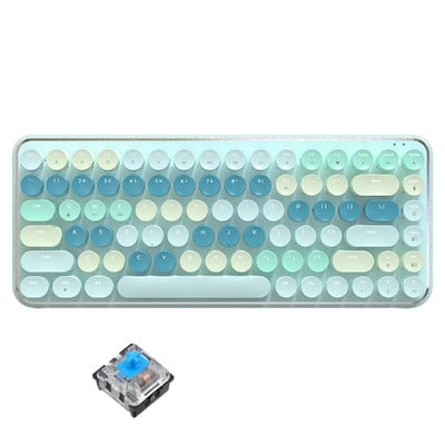 Vintage ümmargune klahvistikuga klaviatuur Punane sinine lüliti 3 mudel juhtmevaba/2,4g/juhtmega klaviatuurid Sülearvuti mehaaniline laetav klaviatuur