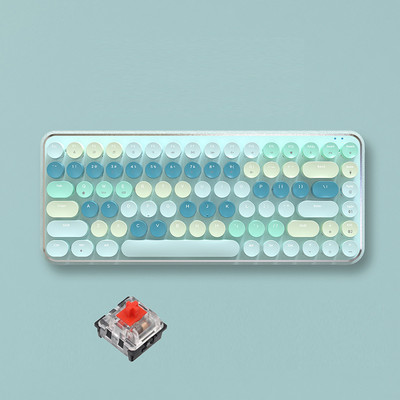 Vintage ümmargune klahvistikuga klaviatuur Punane sinine lüliti 3 mudel juhtmevaba/2,4g/juhtmega klaviatuurid Sülearvuti mehaaniline laetav klaviatuur