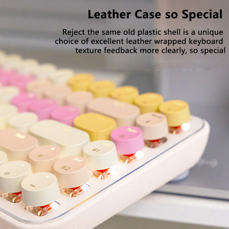 Vintage ümmargune klahvistikuga klaviatuur Punane sinine lüliti 3 mudel juhtmevaba/2,4g/juhtmega klaviatuurid Sülearvuti mehaaniline laetav klaviatuur