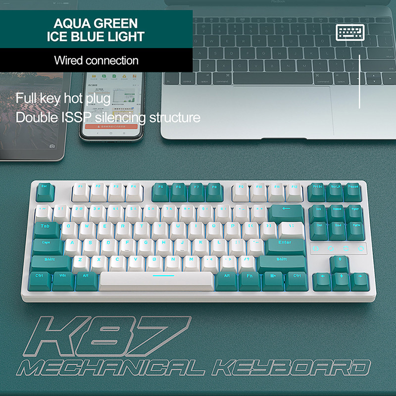 Κόκκινο διακόπτη μηχανικό πληκτρολόγιο για υπολογιστή υπολογιστή Laptop τύπου C Ενσύρματα επαγγελματικά πληκτρολόγια παιχνιδιών 87 πλήκτρων Πληκτρολόγιο LED με οπίσθιο φωτισμό