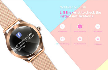 PLUMZONG IP68 водоустойчив смарт часовник за жени Прекрасна гривна сърдечен ритъм мониторинг на съня смарт часовник за IOS Android KW10 златна каишка