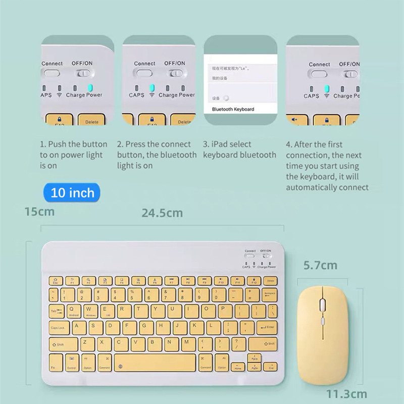 Universaalne sülearvuti tahvelarvuti telefoni juhtmeta klaviatuuri hiir Ipadile 5th 6th 10.2 Air 3 Bluetoothiga ühilduv klaviatuur Samsungile