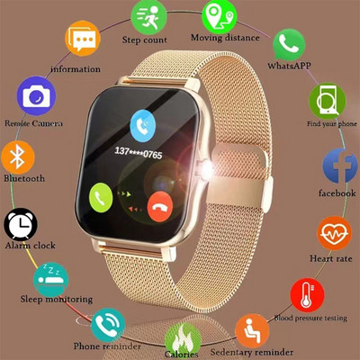 2022 Нов дамски смарт часовник Мъжки 1,69" цветен екран Пълен сензорен фитнес тракер Bluetooth Call Smart Clock Дамски интелигентен часовник Жени