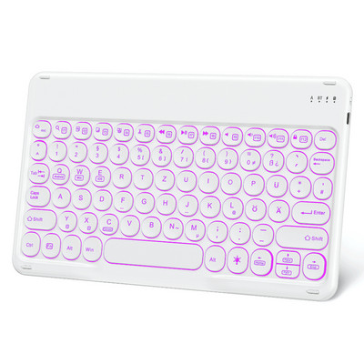 Tablet Bežična tipkovnica 7 LED pozadinsko osvjetljenje 10 inčna tipkovnica Punjive tipkovnice za IOS Windows Android tipkovnica ruski španjolski