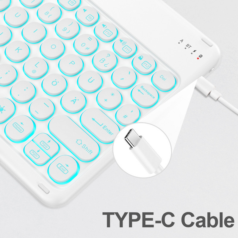 Tablet Bežična tipkovnica 7 LED pozadinsko osvjetljenje 10 inčna tipkovnica Punjive tipkovnice za IOS Windows Android tipkovnica ruski španjolski