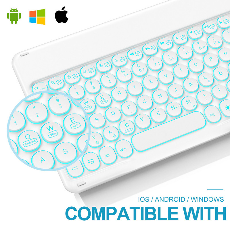 Tablet Bežična tipkovnica 7 LED pozadinsko osvjetljenje 10 inčna tipkovnica Punjive tipkovnice za IOS Windows Android tipkovnica ruski španjolski