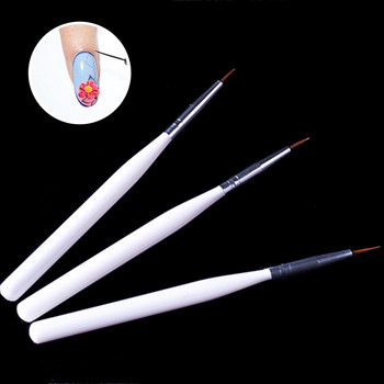 3 бр./компл. бяла цветна дръжка четка за нокти с капачка за рисуване с UV гел четка за рисуване с четка за рисуване с форма на ветрило Инструмент за маникюр