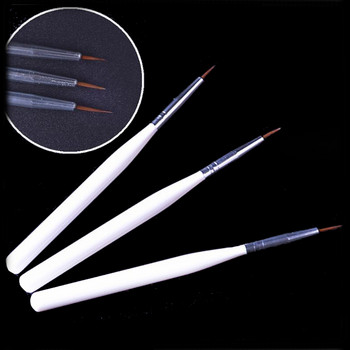 3 τεμάχια/σετ Λευκό χρώμα με λαβή για νύχια βούρτσα με καπάκι ζωγραφική UV gel βούρτσα σχεδίασης Εργαλείο μανικιούρ σχήματος ανεμιστήρα