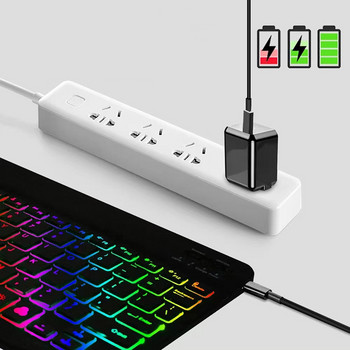 Мини преносими безжични клавиатури с мишка Комплект 7 цвята LED подсветка Мишка Акумулаторна клавиатура за телефон Таблет Лаптоп