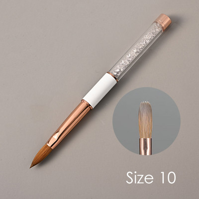 Kolinsky Sable Perie acrilice pentru unghii, sertizată cu gel UV, perie pentru constructor, cu mâner de cristal, pulbere lichidă, instrumente de desen pentru manichiură DIY