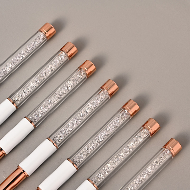 Kolinsky Sable Perie acrilice pentru unghii, sertizată cu gel UV, perie pentru constructor, cu mâner de cristal, pulbere lichidă, instrumente de desen pentru manichiură DIY