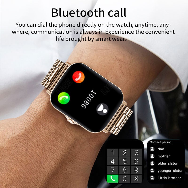 LIGE Nové inteligentné hodinky Dial Call pre mužov 2022, plne dotykové sledovanie telesnej teploty, športový fitness sledovač, vodotesné inteligentné hodinky pre mužov a ženy + krabička