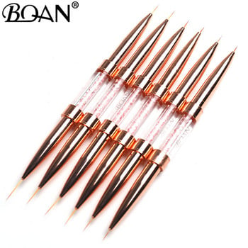 BQAN Gold Rose Double Head Nail Brush Crystal Drawing Brush Liner Brush Painting Pen Gel Polish Crystal Nail Art Инструменти за маникюр