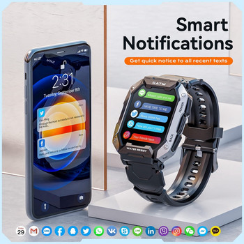 Външен военен часовник 5ATM Водоустойчиви часовници Bluetooth Smartwatch Sport For Men Watch 2023 Нов часовник за Xiaomi realme Huawei