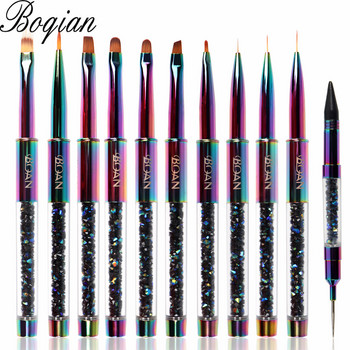 BQAN 1 бр. Rainbow Nail Brush Гел четка Маникюр Акрилна UV гел удължителна писалка за лак за нокти Рисуване Четка за рисуване Инструменти за рисуване