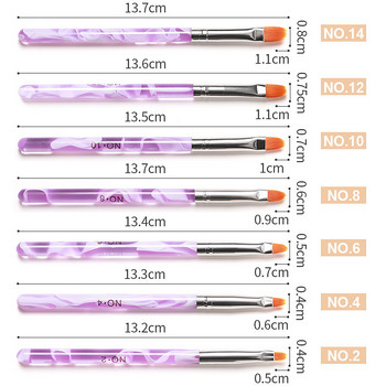 7 τμχ στυλό για πινέλο νυχιών Ακρυλικό UV Gel Extension Builder Βούρτσες ζωγραφικής νυχιών Εργαλεία μανικιούρ Σετ πινέλων νυχιών