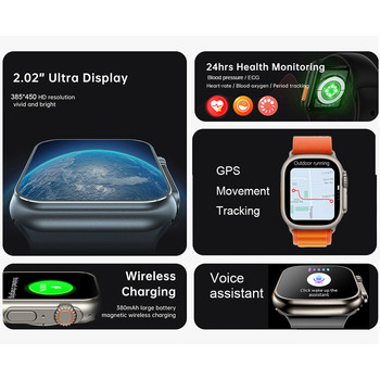 2022 Ново за Apple watch ultra Series 8 Sports Smartwatch Smart Watch Ultra NFC Bluetooth Call Спортни часовници Безжично зареждане