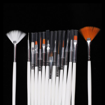 15 τμχ/Σετ Nail Art Brush Manicure Gel Brush Dotting Painting Design Βούρτσες νυχιών Liquid Powder Carving Brush Manicure Διακόσμηση