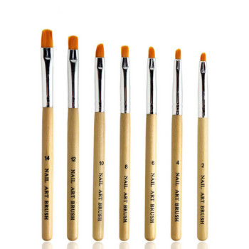 7Pcs Nail Art Brush Pens Акрилен UV гел Extension Builder Професионални дървени Nail Art Painting Четки за рисуване Инструменти за маникюр