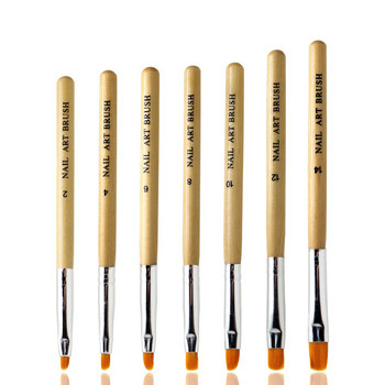 7Pcs Nail Art Brush Pens Acrylic UV Gel Extension Builder Professional Wooden Nail Art Painting Πινέλα σχεδίασης Εργαλεία μανικιούρ