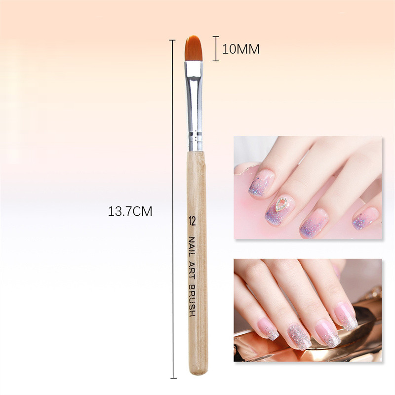 7db Nail Art Ecset Toll Akril UV Gél Hosszabbító Építő Professzionális Fa Nail Art Festés Rajz ecsetek Manikűr eszközök
