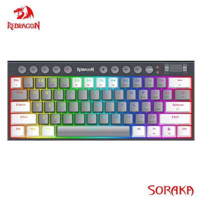 REDRAGON Soraka K647 RGB USB Mini Slim Itin plona laidinė mechaninė žaidimų klaviatūra, raudonas jungiklis, 61 klavišai kompiuteriui