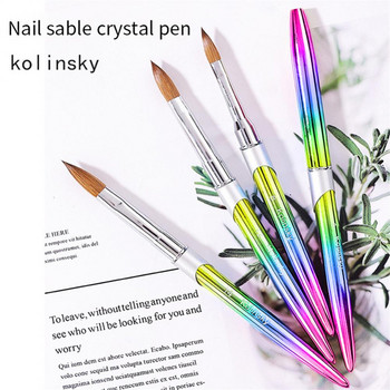 1PCS Четка за нокти Kolinsky Акрилна писалка за рисуване на нокти UV Четка за гел лак Дървена дръжка Професионални четки за маникюр на прах за нокти