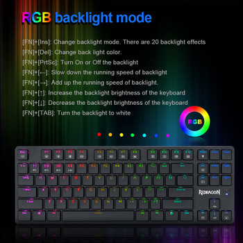 REDRAGON Anubis K539 RGB Супер тънка механична клавиатура за игри USB поддръжка Bluetooth безжична 2.4G 3 режима 87 клавиша за изчисления