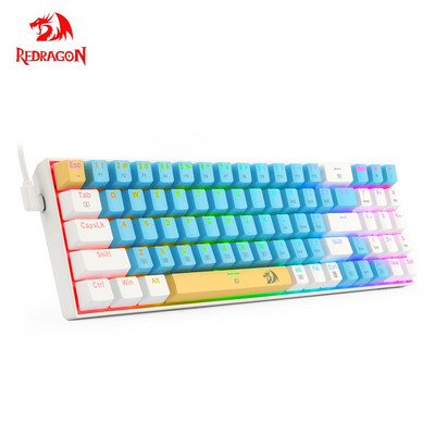 REDRAGON K688 RGB USB mini mechaninė žaidimų klaviatūra Mėlyna raudona jungiklis 78 klavišai Laidinis nuimamas laidas, nešiojamas kelionėms